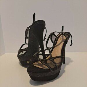 NIB Gianni Bini Elicia Black Rhinestone and Mesh Women's High heels Size 11 Dres